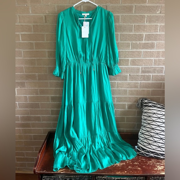 Skies Are Blue Dresses & Skirts - Skies Are Blue Women's Hydra Tiered Puff Sleeve Maxi Dress Teal Blue Medium